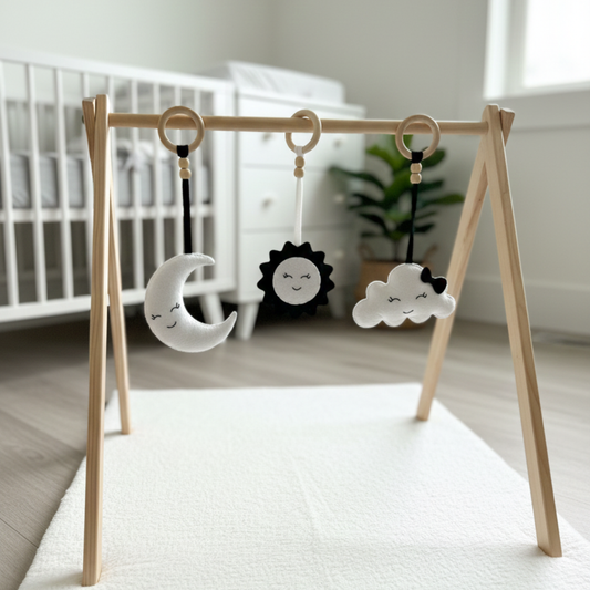 Sky Buddies Black & White Baby Play Gym Hanging Toys – High Contrast Set for Newborns