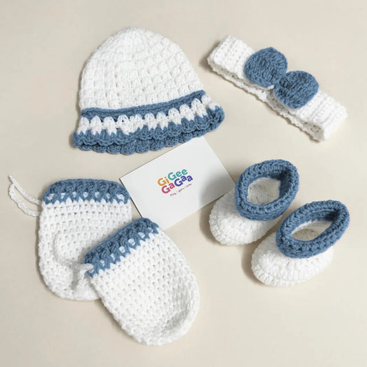 Handmade Woollen Baby Set for Newborn Girls (0–3 Months) GiGeeGaGaa