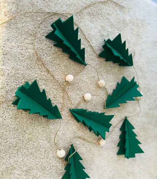 Winter Pine Garland – Festive Felt Christmas Tree Decor for Holiday Home Decoration