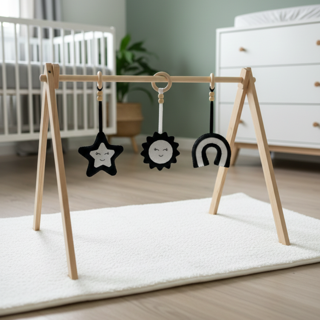 Sky Buddies Black & White Baby Play Gym Hanging Toys – High Contrast Set for Newborns