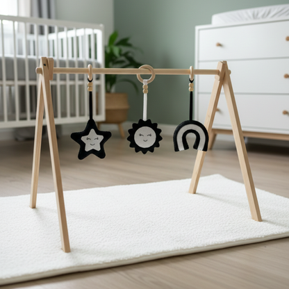 Sky Buddies Black & White Baby Play Gym Hanging Toys – High Contrast Set for Newborns