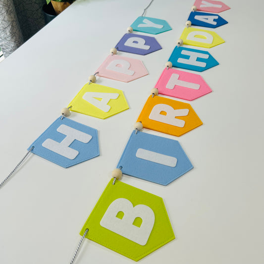 Felt Happy Birthday Banner – Colorful Party Decoration