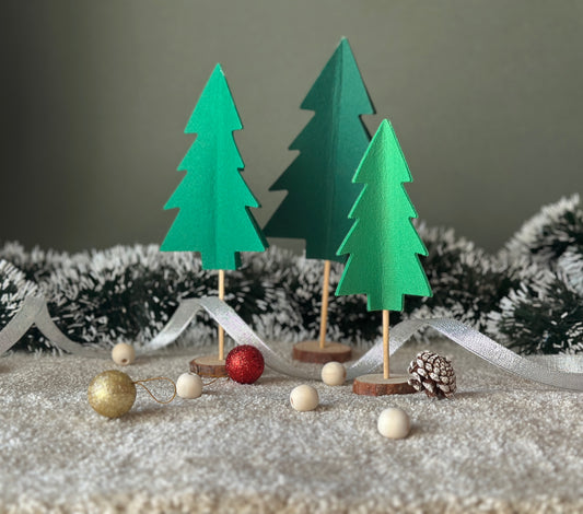 Felt Christmas Tree Trio – Tabletop Christmas Decor Set