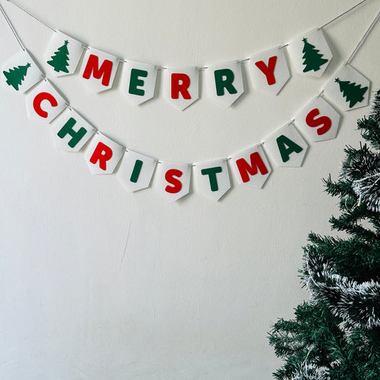 Merry Christmas Felt Banner – Christmas Hanging Garland for Home & Party