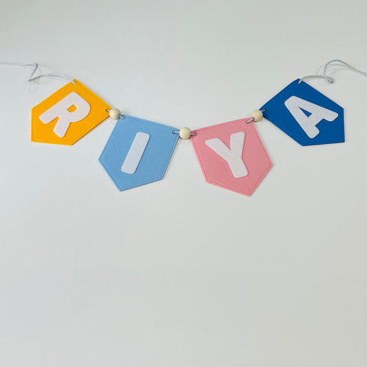 Felt Personalised Name Banner – Custom Room Decor for Kids