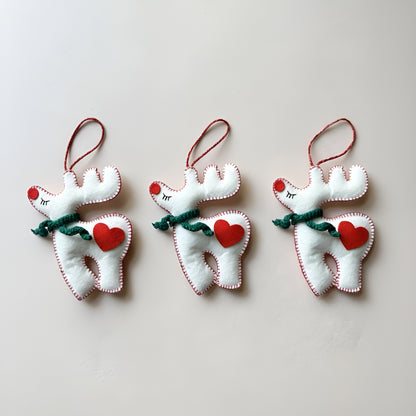 Handmade Felt Reindeer Ornaments Set of 3 – Christmas Tree & Home Decor