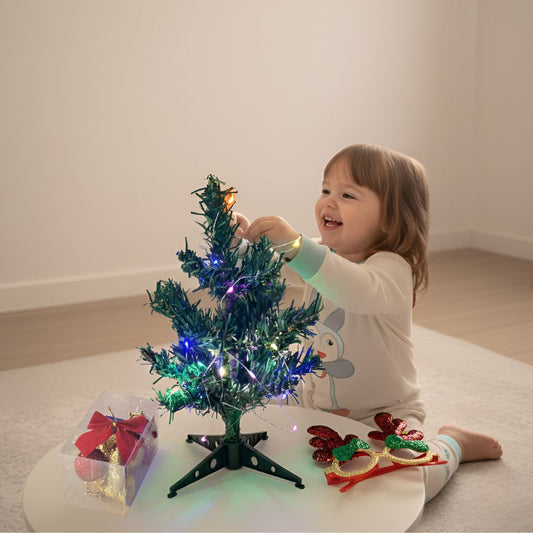 Christmas Tree Box Set – Artificial Tree with Lights, Ornaments & Reindeer Antler Goggles