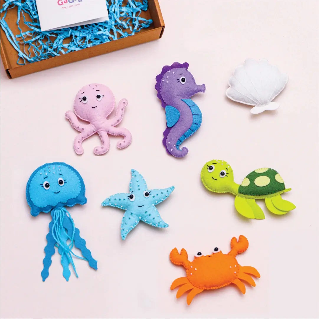 Sea Animals Plush Toy Set | Featuring 7 Aquatic Creatures GiGeeGaGaa