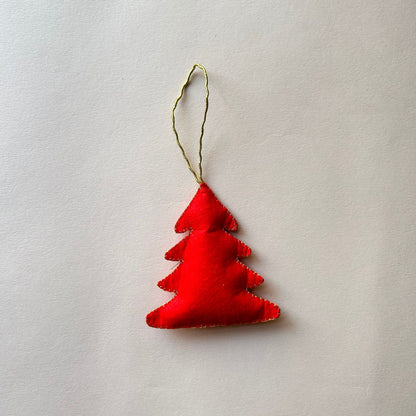 Christmas Tree Felt Ornaments – Hand-Stitched Hanging Set of 3 for X-mas Decor